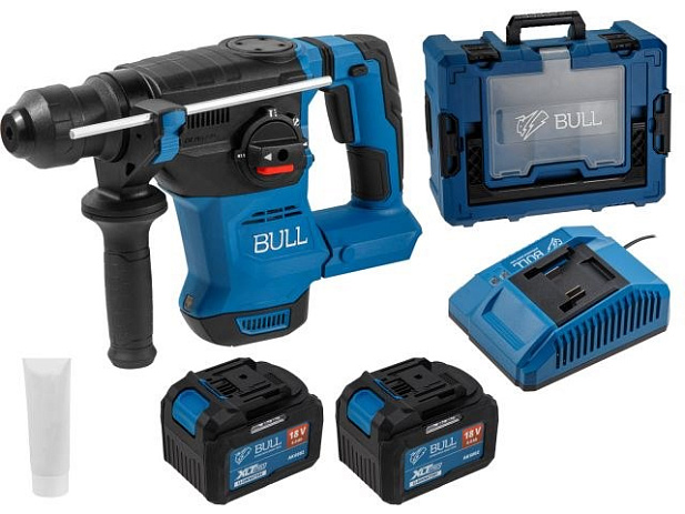 Аккум. перфоратор BULL CBH 1826 Xcase, XLTpro, БЕСЩЕТ., 18 В, 2.6 Дж, 26 мм, 2x6 А*ч, з/у (3 режима + Vario-lock, 3,2 кг)