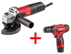 Одноручная углошлифмашина WORTEX AG 1209 в кор. + АКЦИЯ (аккум. дредь.шур.) (+ Аккум. дрель-шуруповерт WORTEX BD 1213 Li в кор. со скидкой!)