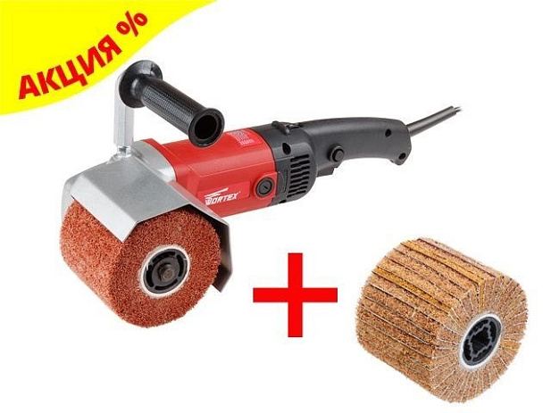 Щеточная шлифмашина WORTEX WS 1014 S в кор.+АКЦИЯ (скидка на комплект 15% +SW1012AN12019 Щетка комбинированная лепестковая/нейлоновая 100х120 мм P120)