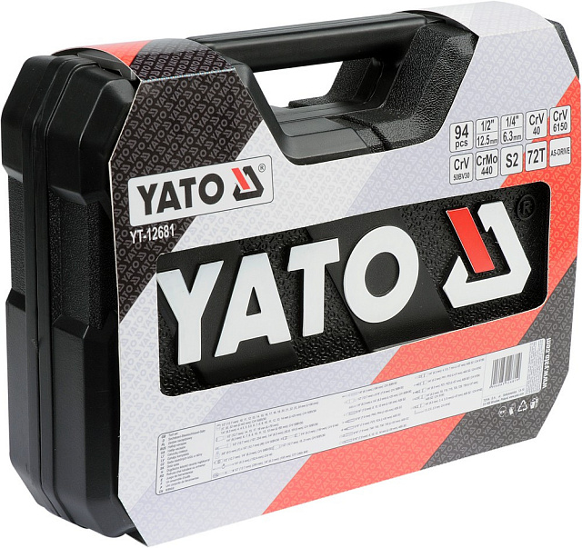 Набор инструмента 1/2″, 1/4″  (94пр.) CrV Yato, YT-12681