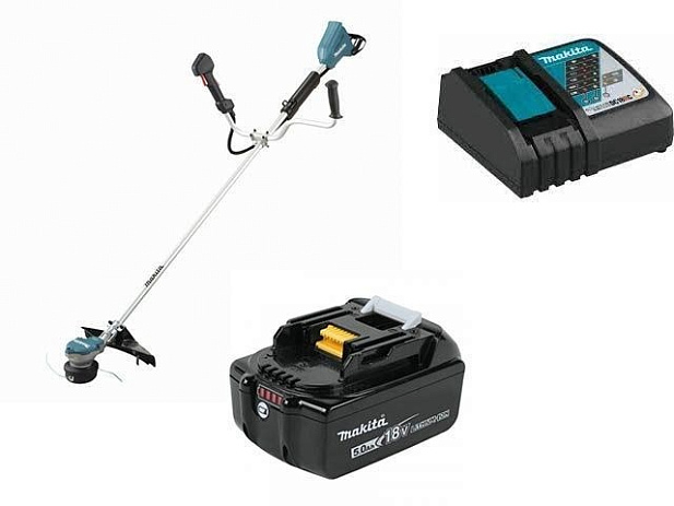 Триммер аккум. MAKITA LXT DUR 368 AZ + АКЦИЯ(2 аккумулятора, 2 зарядных) (18.0 В, 2 акк., Li-Ion, 23 см, с ножом и головкой, плавный пуск, вес 10.5 кг)