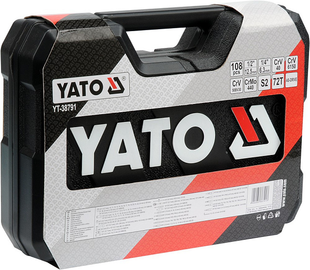 Набор инструмента 1/2″, 1/4″ (108пр.) CrV Yato, YT-38791