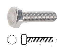 Болт М6х60 шестигр., нерж.сталь (А2), DIN 933 (50 шт в карт. уп.) (STARFIX)