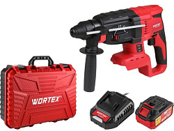 Аккум. перфоратор WORTEX CRH 1824-2 в чем. ALL1 XLT SET БЕСЩЕТ., 18 В, 2.6 Дж, 26 мм, 1х4 А*ч (вес 2.4 кг, 4 режима)