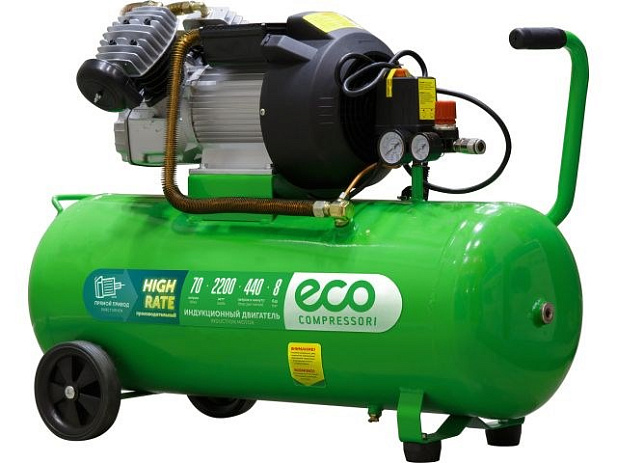 Компрессор ECO AE-705-3 коаксиальный (440 л/мин, 8 атм, коаксиальный, масляный, ресив. 70 л, 220 В, 2.20 кВт)