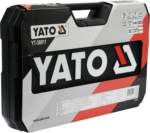 Набор инструмента 1/2″, 1/4″ (80пр.) CrV Yato, YT-38911