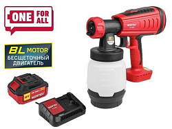 Аккум. краскораспылитель WORTEX CPS 1808 в кор. ALL1 XLT SET БЕСЩЁТ.ДВИГ., 18 В, 1 акк., 4 Ач, 10 (БЕСЩЁТ.ДВИГ., 18 В, 1 акк., 4 Ач, ЗУ, 1000 мл/мин, 0.8 л бак, 2.6 мм сопло, 50 DIN)