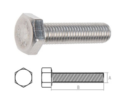 Болт М12х60 шестигр., нерж.сталь (А2), DIN 933 (50 шт в карт. уп.) (STARFIX)