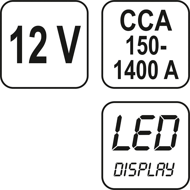 Тестер аккумуляторов цифровой 12V, CCA150-1400A LED «Yato», YT-8311