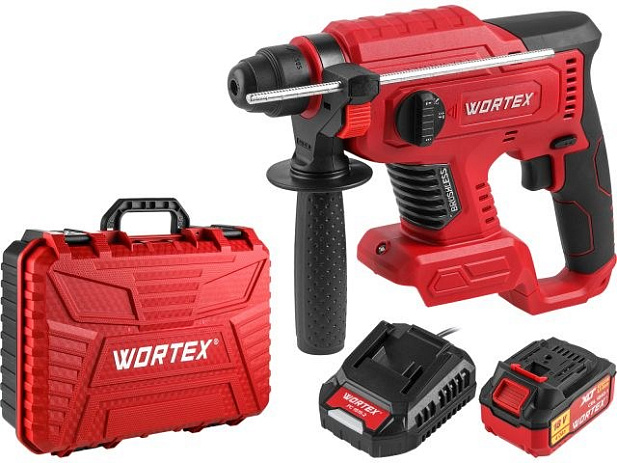Аккум. перфоратор WORTEX CRH 1820-2 в чем. ALL1 XLT SET БЕСЩЕТ., 18 В, 2.2 Дж, 20 мм, 1х4 А*ч (вес 1,7 кг, 4 режима)