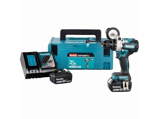 Аккум. ударная дрель-шуруповерт MAKITA LXT DHP 486 RTJ в кейсе (18.0 В, 2 акк., 5.0 А/ч Li-Ion, 2 скор., 125 Нм, шурупы до 76 мм, сверление в металле до 13 мм)